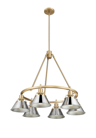 Buy brushed-champagne-brass-with-chrome-glass-and-silver-gray-shade Orwell Chandelier by Golden