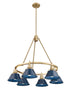 Brushed Champagne Brass with Navy Blue Glass and Blue Shade