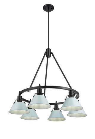 Buy matte-black-with-dusky-blue-glass-and-blue-shade Orwell Chandelier by Golden