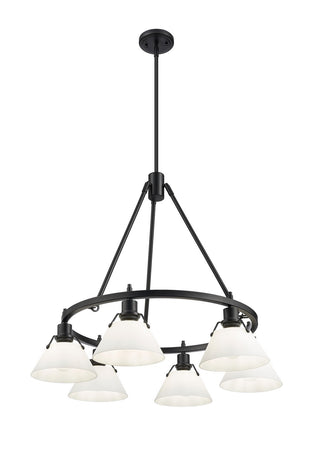 Buy matte-black-with-opal-glass-glass-and-opal-shade Orwell Chandelier by Golden