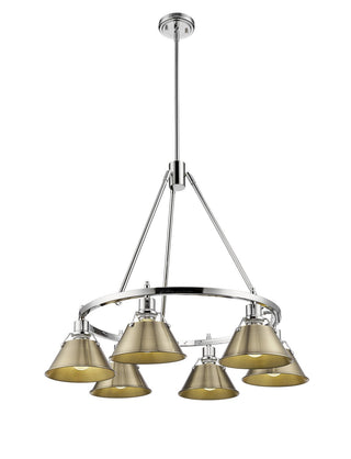 Buy chrome-with-aged-brass-glass Orwell Chandelier by Golden