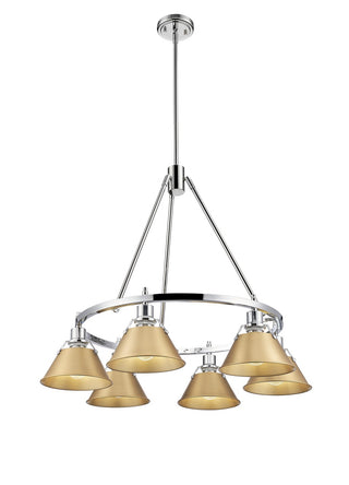 Buy chrome-with-brushed-champagne-brass-glass Orwell Chandelier by Golden
