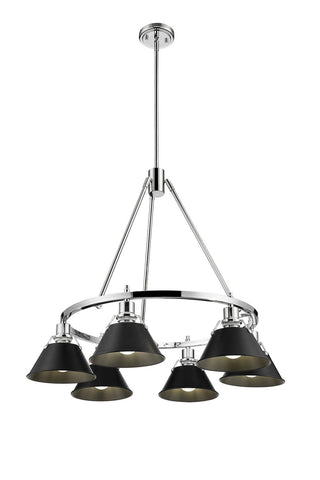 Buy chrome-with-matte-black-glass-and-black-shade Orwell Chandelier by Golden