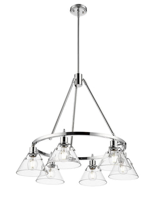 Buy chrome-with-clear-glass-glass-and-clear-shade Orwell Chandelier by Golden