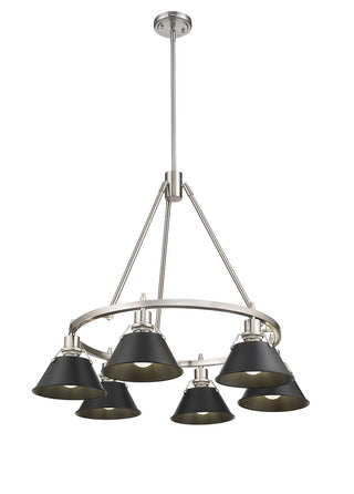 Buy pewter-with-matte-black-glass-and-black-shade Orwell Chandelier by Golden