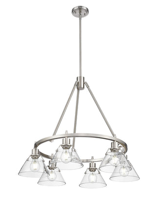 Buy pewter-with-clear-glass-glass-and-clear-shade Orwell Chandelier by Golden