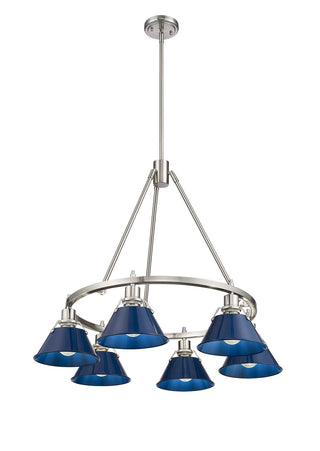 Buy pewter-with-navy-blue-glass Orwell Chandelier by Golden