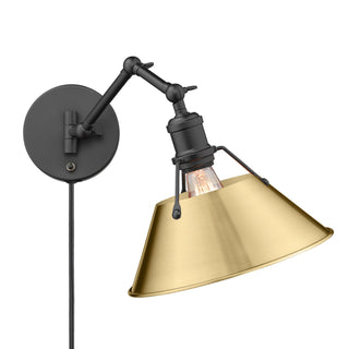 Buy matte-black-with-brushed-champagne-brass-glass Orwell Sconce by Golden