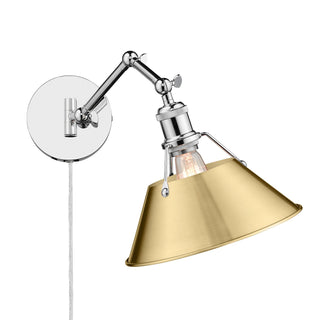 Buy chrome-with-brushed-champagne-brass-glass Orwell Sconce by Golden