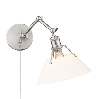 Buy pewter-with-opal-glass-glass-and-opal-shade Orwell Sconce by Golden