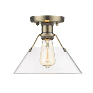 Buy aged-brass-with-clear-glass-glass-and-clear-shade Orwell Flush Mount Ceiling Light by Golden