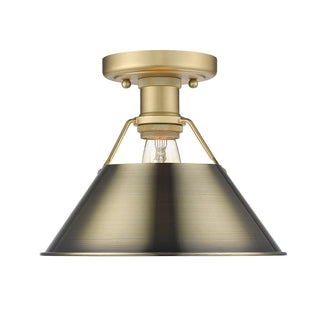 Buy brushed-champagne-brass-with-aged-brass-glass Orwell Flush Mount Light by Golden