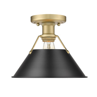 Buy brushed-champagne-brass-with-matte-black-glass-and-black-shade Orwell Flush Mount Light by Golden