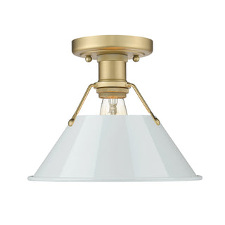 Buy brushed-champagne-brass-with-dusky-blue-glass-and-blue-shade Orwell Flush Mount Light by Golden