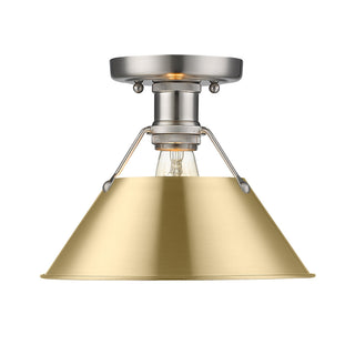 Buy pewter-with-brushed-champagne-brass-glass Orwell Flush Mount Light by Golden