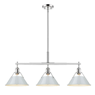 Buy chrome-with-dusky-blue-glass-and-blue-shade Orwell Pendant by Golden