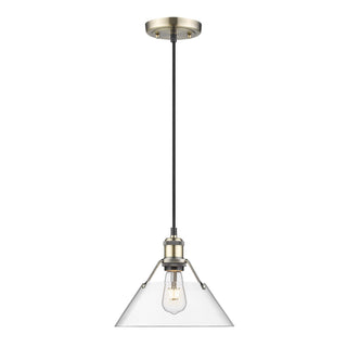 Buy aged-brass-with-clear-glass-glass-and-clear-shade Orwell Pendant by Golden