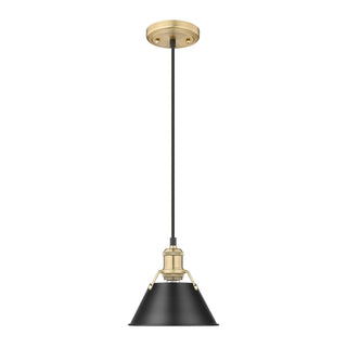 Buy brushed-champagne-brass-with-matte-black-glass-and-black-shade Orwell Pendant by Golden