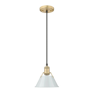 Buy brushed-champagne-brass-with-dusky-blue-glass-and-blue-shade Orwell Pendant by Golden