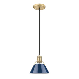 Buy brushed-champagne-brass-with-navy-blue-glass-and-blue-shade Orwell Pendant by Golden