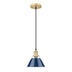 Brushed Champagne Brass with Navy Blue Glass and Blue Shade