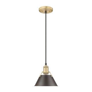 Buy brushed-champagne-brass-with-rubbed-bronze-glass Orwell Pendant by Golden