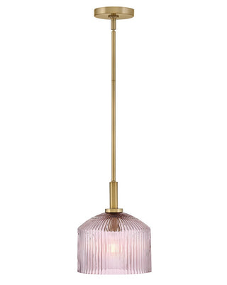 Buy lacquered-brass-with-rose-glass-and-pink-shade Lisette Pendant by Lark