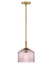 Lacquered Brass with Rose Glass and Pink Shade