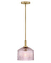 Lacquered Brass with Rose Glass and Pink Shade