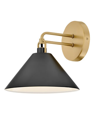 Buy lacquered-brass-and-black-shade Milo Outdoor (Damp) Sconce by Lark