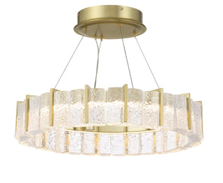 Buy soft-brass-with-textured-clear-glass-and-clear-textured-shade Sevryn Outdoor (Damp) Pendant by Minka-Lavery