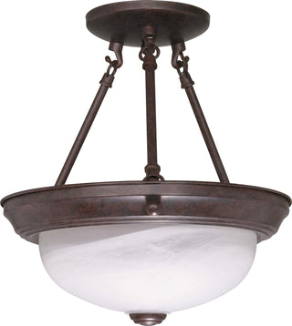 Buy old-bronze-with-alabaster-glass-and-white-shade Semi-Flush Mount Ceiling Light by Nuvo Lighting