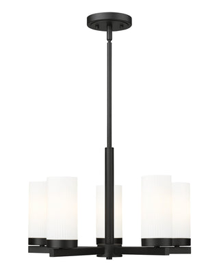 Buy matte-black-with-white-glass-and-white-shade Danica Outdoor (Damp) Chandelier by Z-Lite