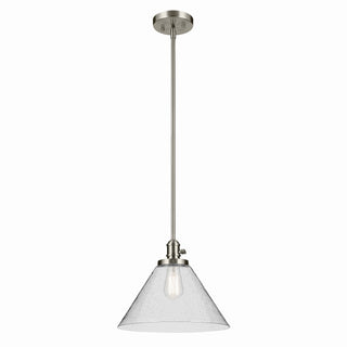 Buy brushed-nickel-with-clear-glass-and-clear-seedy-shade Avery Pendant by Kichler