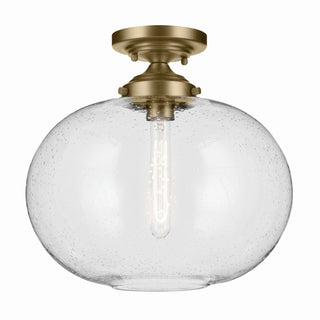 Buy natural-brass-with-clear-glass-and-clear-seedy-shade Avery Semi-Flush Mount Ceiling Light by Kichler