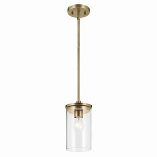 Buy natural-brass-with-clear-glass-and-clear-shade Crosby Mini Pendant by Kichler