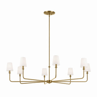 Buy brushed-natural-brass-with-white-linen-shade-glass-and-white-shade Pallas Chandelier by Kichler