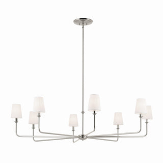 Buy polished-nickel-with-white-linen-shade-glass-and-white-shade Pallas Chandelier by Kichler