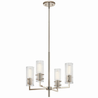 Buy polished-nickel-with-clear-fluted-glass-and-clear-textured-shade Velestino Chandelier by Kichler