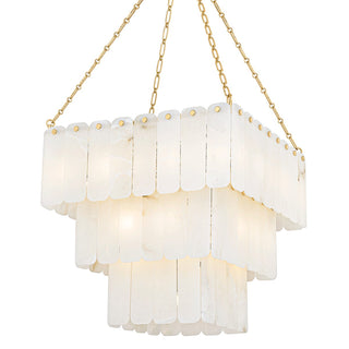 Buy aged-brass-and-white-shade Moissanite Outdoor (Damp) Chandelier by Hudson Valley