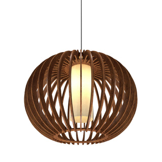 Buy imbuia-and-amber-brown-shade Stecche di Legno Outdoor (Damp) Pendant by Accord Lighting