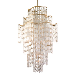 Buy champagne-leaf-with-capiz-shells-and-crystals-glass-and-woven-natural-shade Dolce Chandelier by Corbett Lighting
