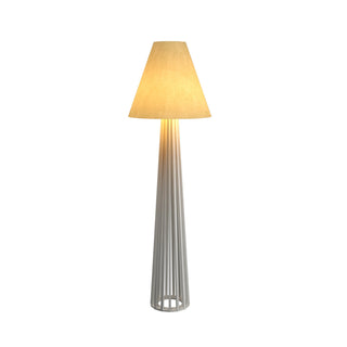 Buy organic-white-and-natural-cream-shade Slatted Outdoor (Damp) Floor Lamp by Accord Lighting