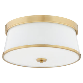 Buy aged-brass-with-white-glass-and-white-shade Weir Outdoor (Damp) Ceiling Light by Quorum