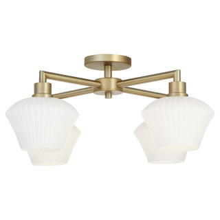Buy aged-brass-with-white-glass-and-white-shade Cassini Outdoor (Damp) Flush Mount Ceiling Light by Quorum