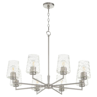 Buy satin-nickel-with-clear-glass-and-clear-shade Goodwin Outdoor (Damp) Chandelier by Quorum