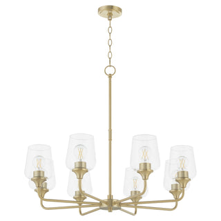 Buy aged-brass-with-clear-glass-and-clear-shade Raymond Outdoor (Damp) Chandelier by Quorum