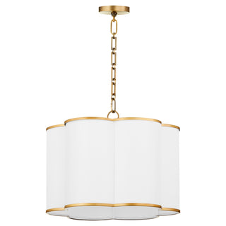 Buy non-lacquered-brass-with-white-glass-and-white-shade Belinder Outdoor (Damp) Pendant by Quorum