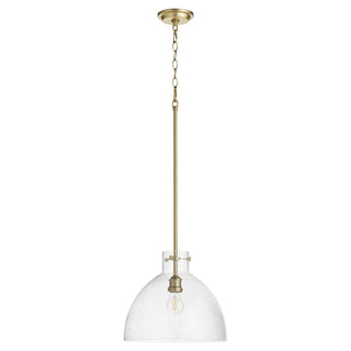 Buy aged-brass-with-clear-glass-and-clear-shade Outdoor (Damp) Pendant by Quorum