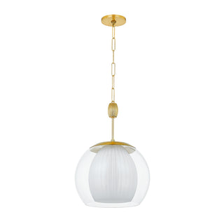Buy aged-brass-with-clear-glass-and-clear-shade Clementon Outdoor (Damp) Pendant by Hudson Valley